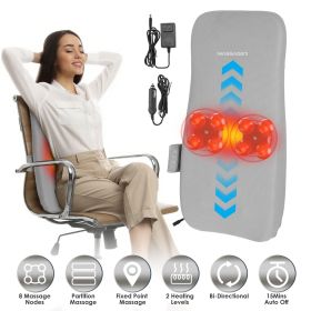Full Back Massager With Rolling Kneading Nodes Soothing Heating 3D Deep Tissue Shiatsu Chair Massage Pad For Lumbar Upper Lower Back Gift For Wom