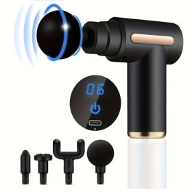 Random Color Fascia Gun Household Portable Muscle Relaxer USB Rechargeable Small Massager Mini Fascia Gun (Option: Black1)